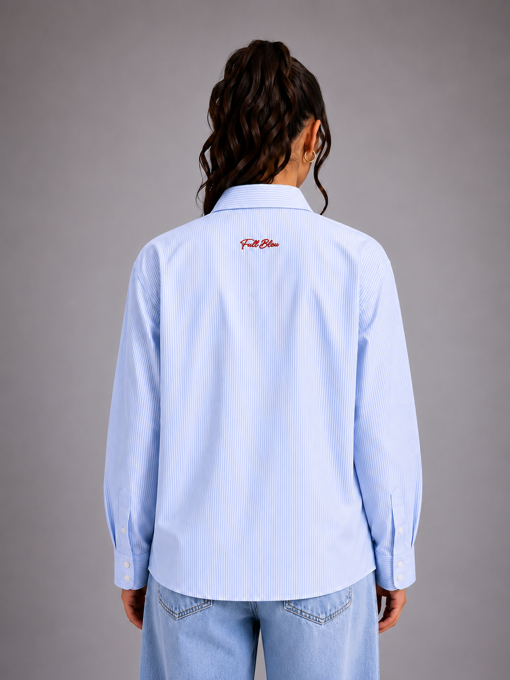Blue & White Stripe Boxy Fit Shirt