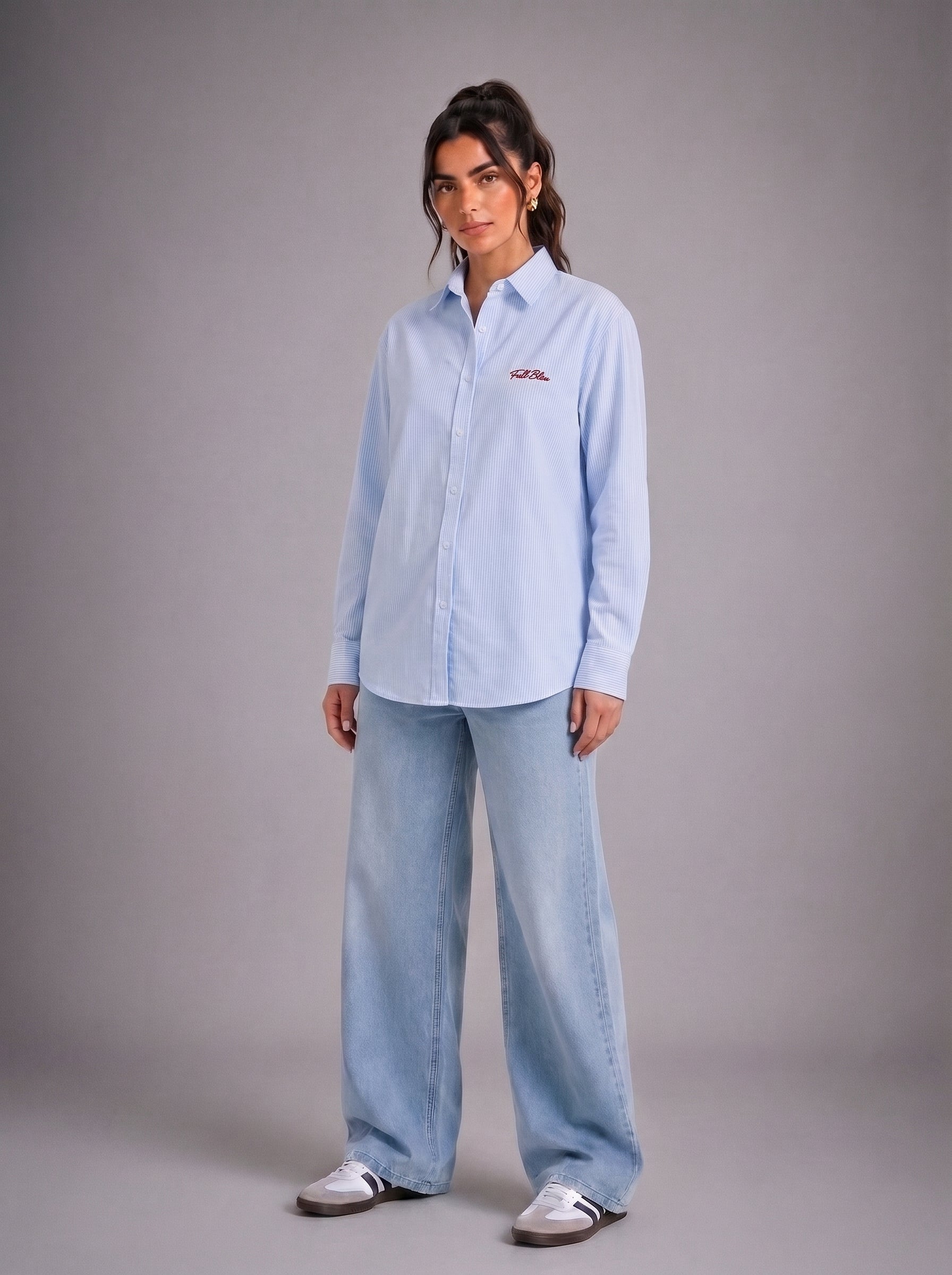 Blue & White Stripe Boxy Fit Shirt